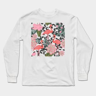 Flamingo with lotus Long Sleeve T-Shirt